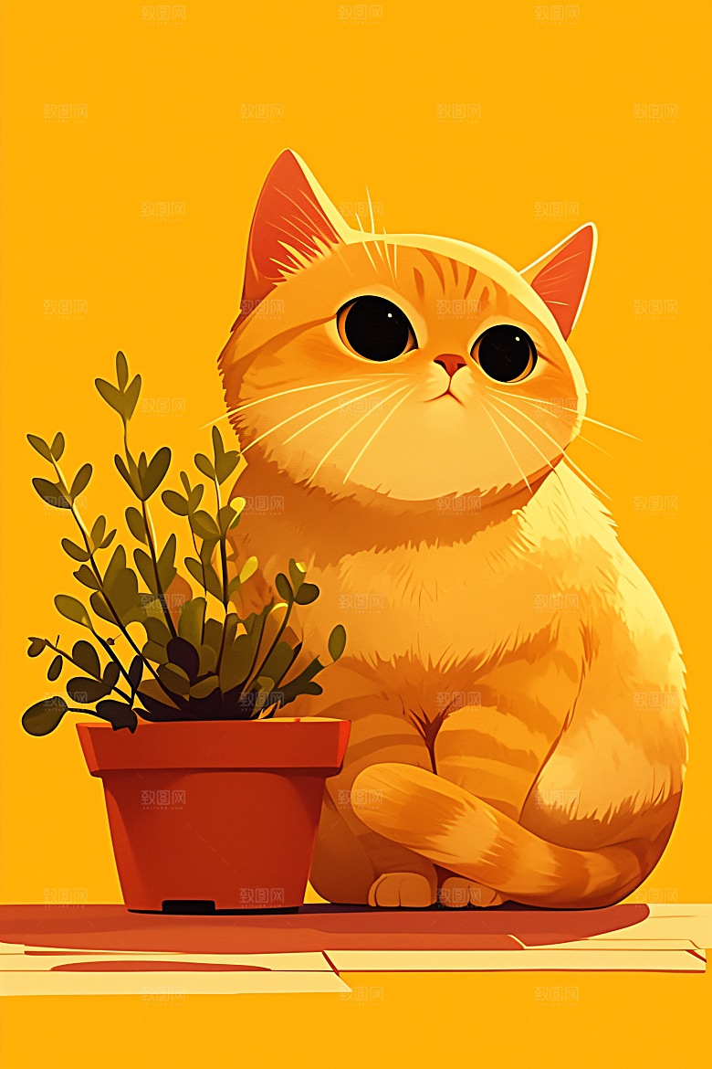 简约宠物唯美卡通插画