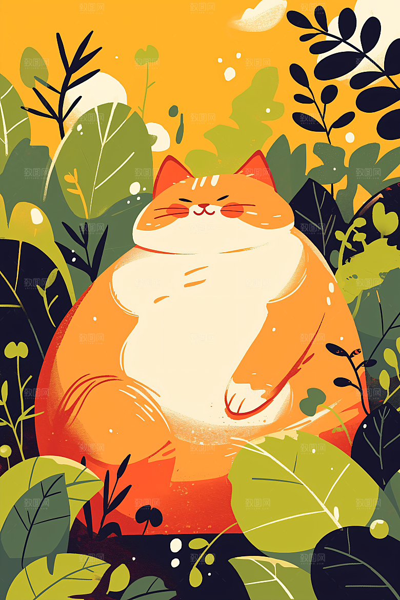 简约宠物唯美猫咪狗狗插画