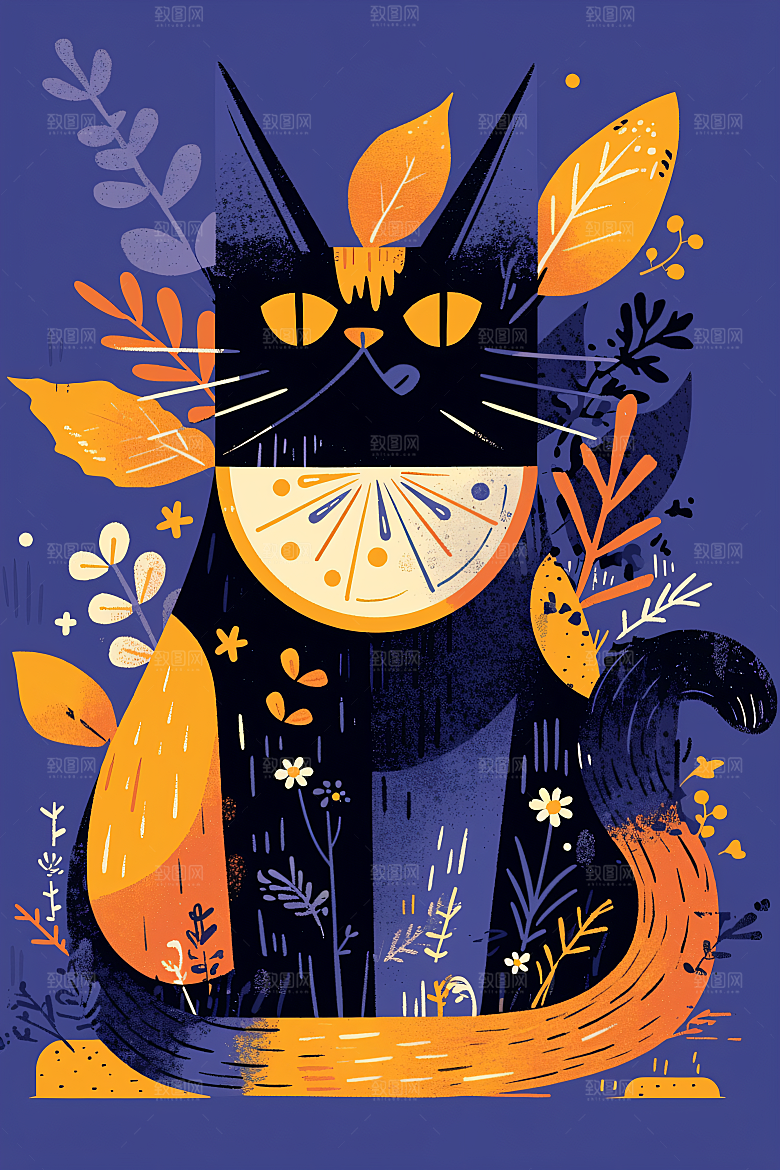简约宠物萌宠猫咪狗狗插画