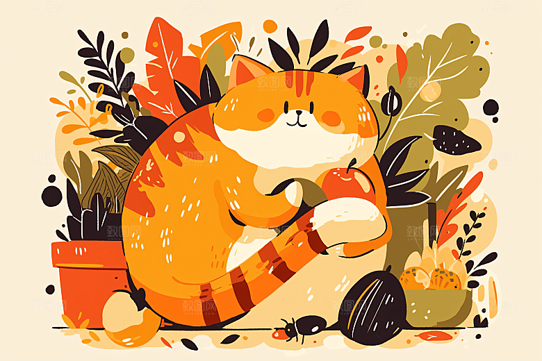 简约宠物萌宠猫咪狗狗插画