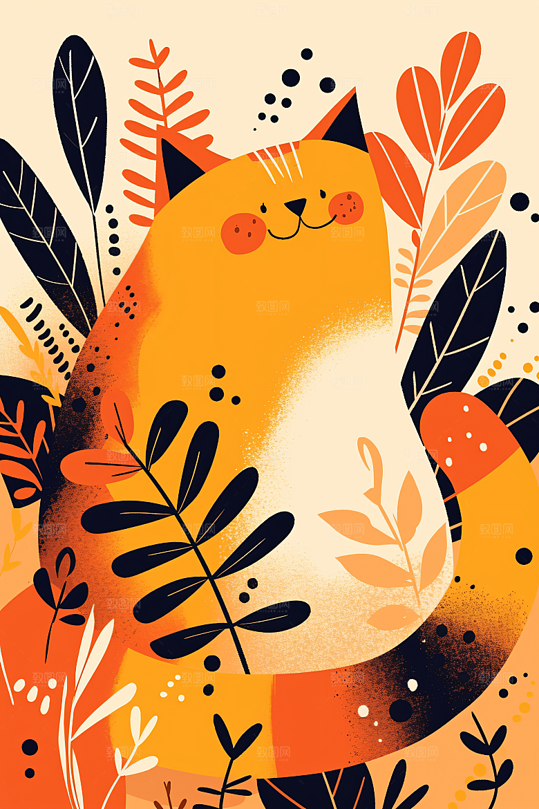 简约宠物高清猫咪狗狗插画