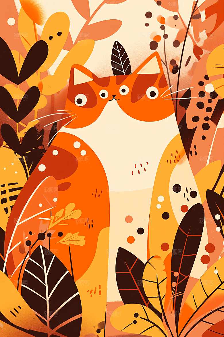 简约宠物绘本风猫咪狗狗插画