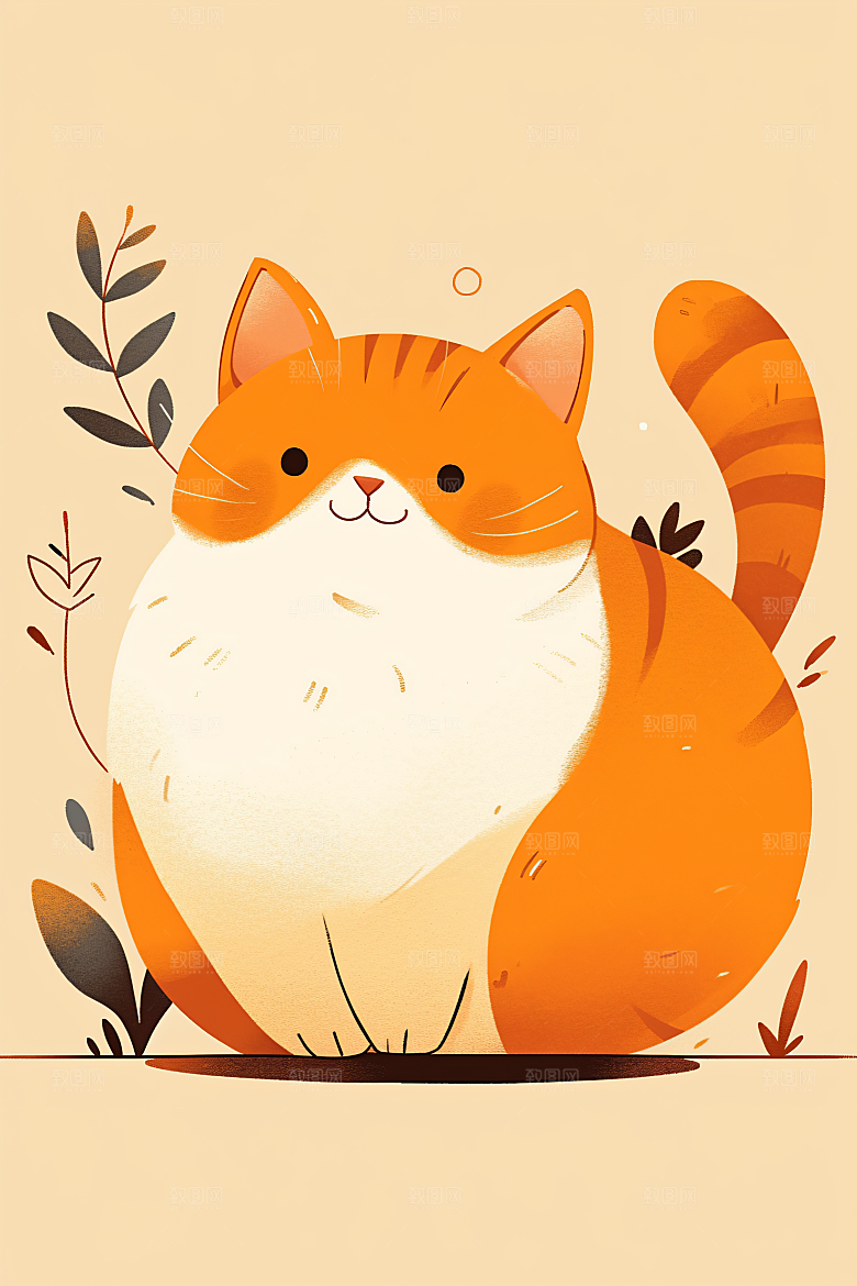 简约宠物猫咪狗狗清新插画