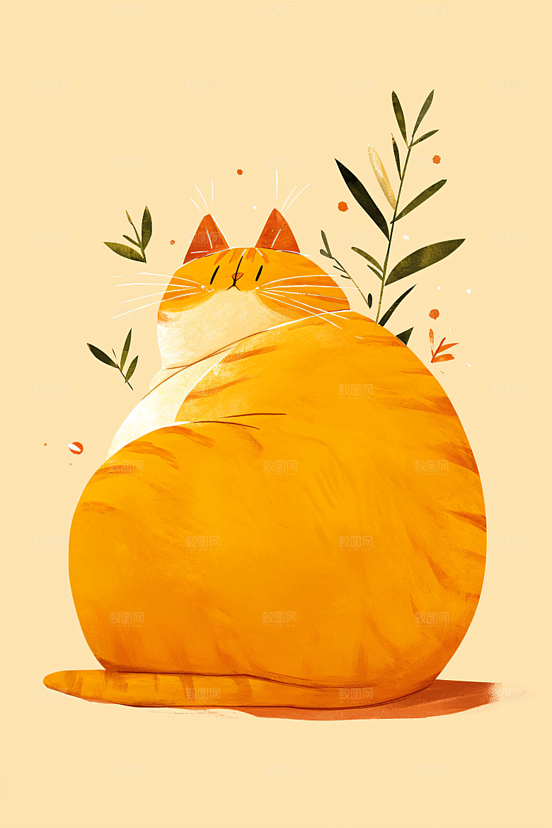 简约宠物猫咪狗狗唯美插画