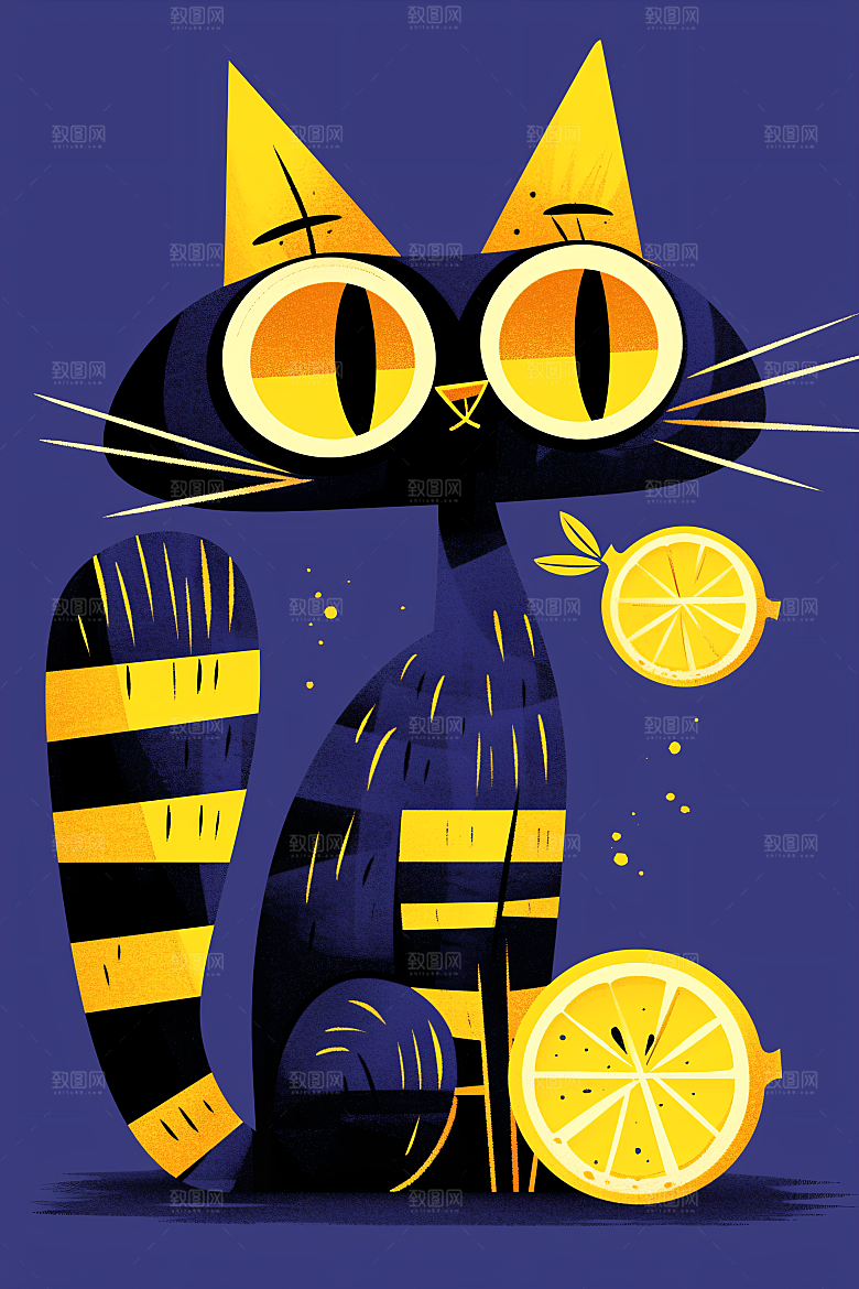简约宠物手绘猫咪狗狗插画
