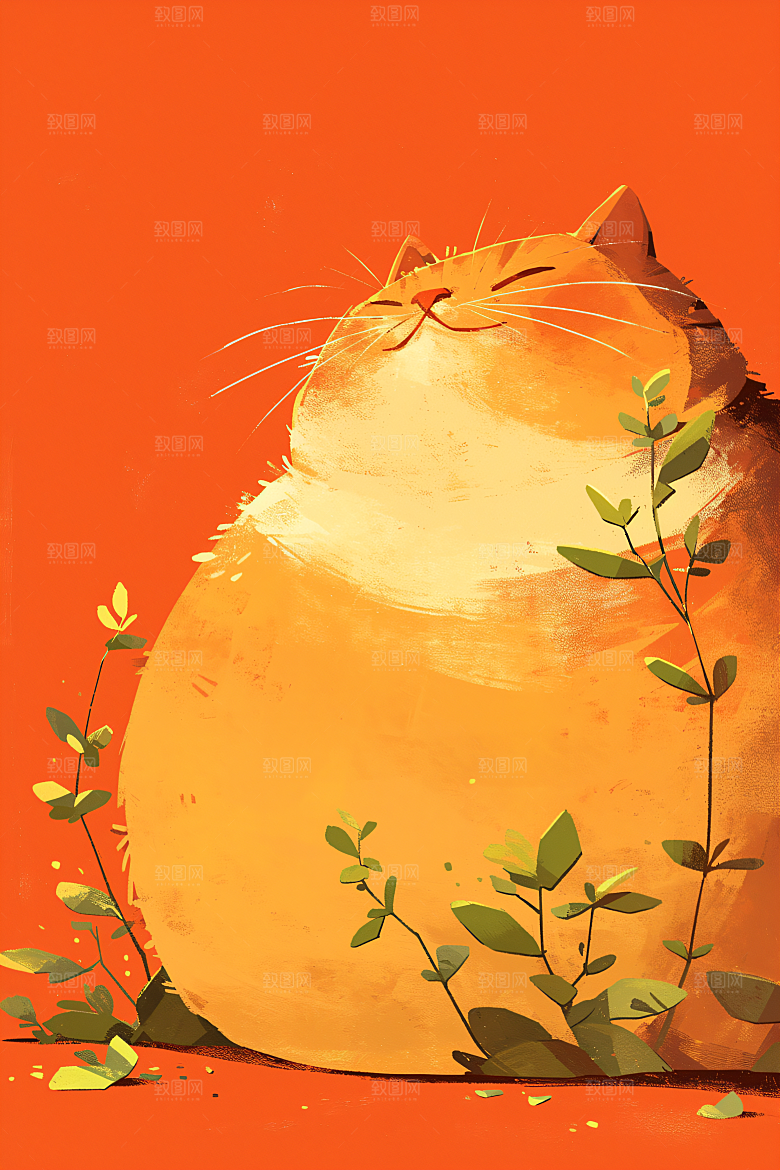 简约宠物猫咪狗狗彩色插画
