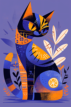 简约宠物清新彩色插画