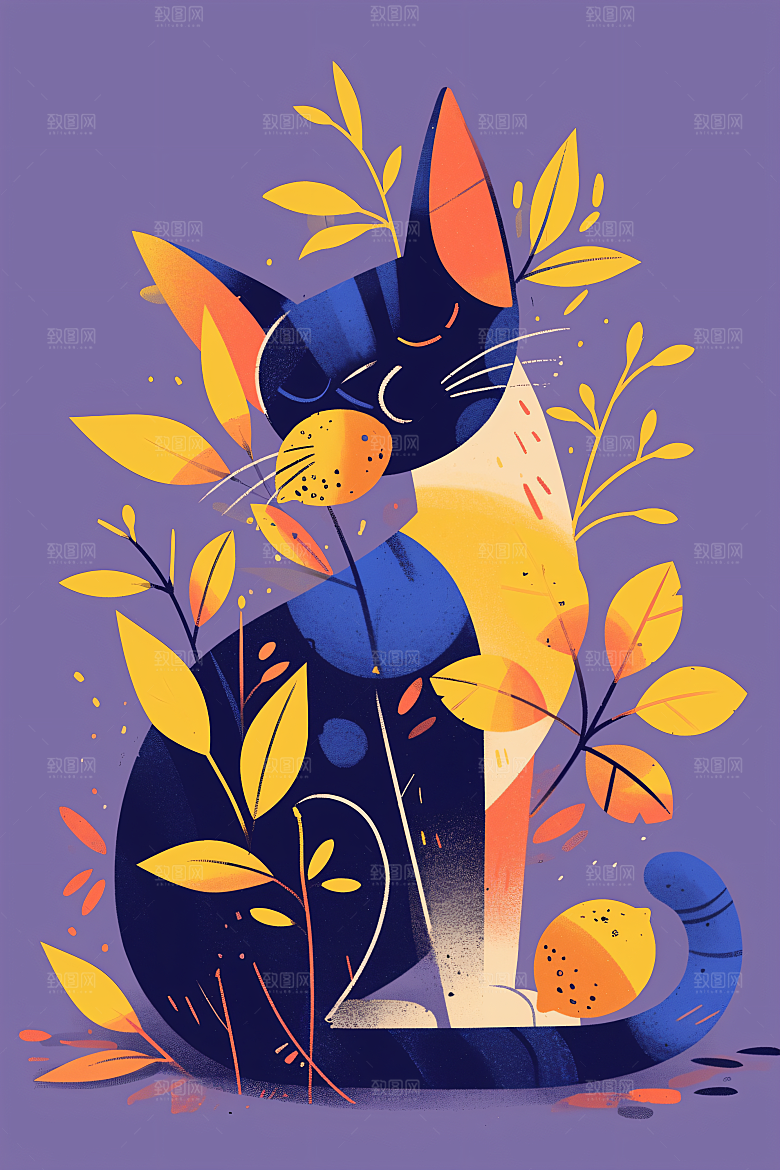 简约宠物萌宠猫咪狗狗插画