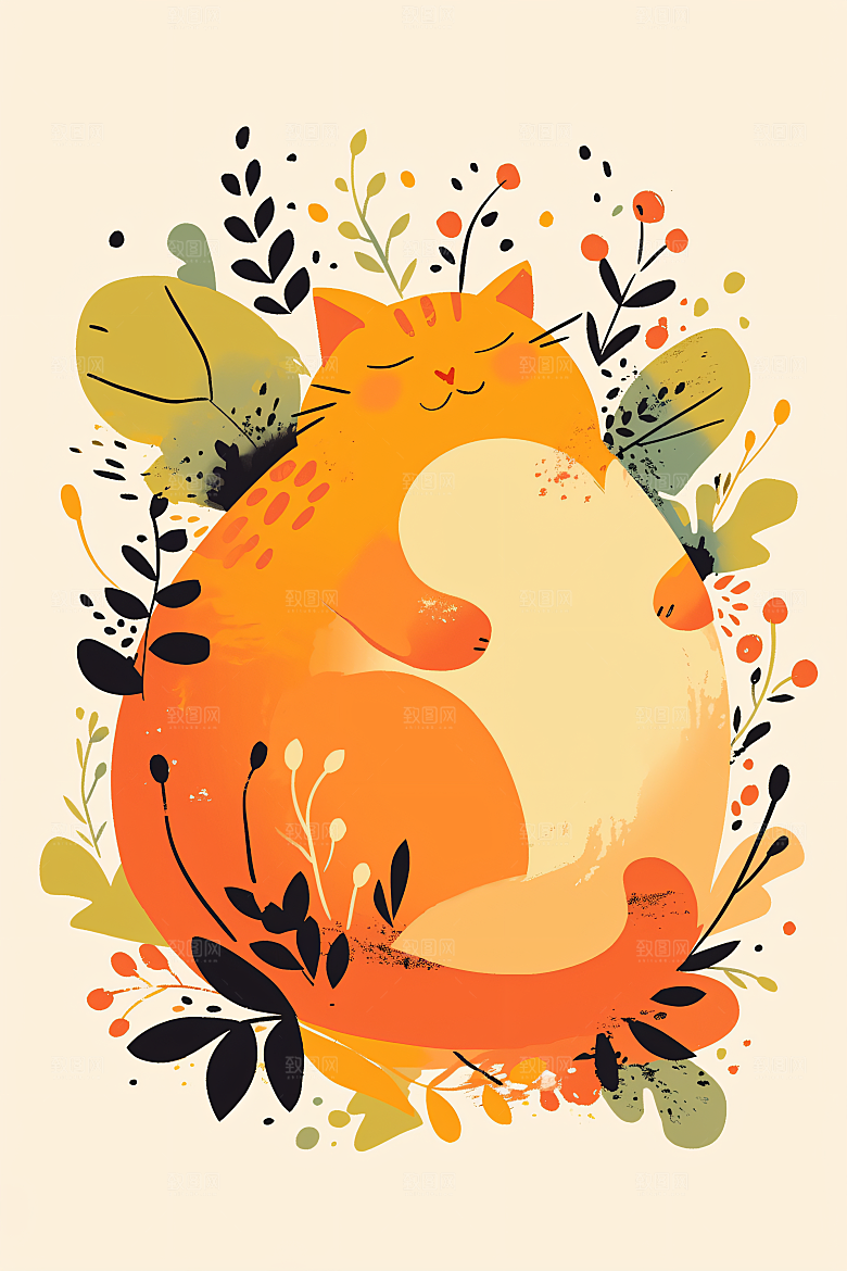 简约宠物萌宠猫咪狗狗插画