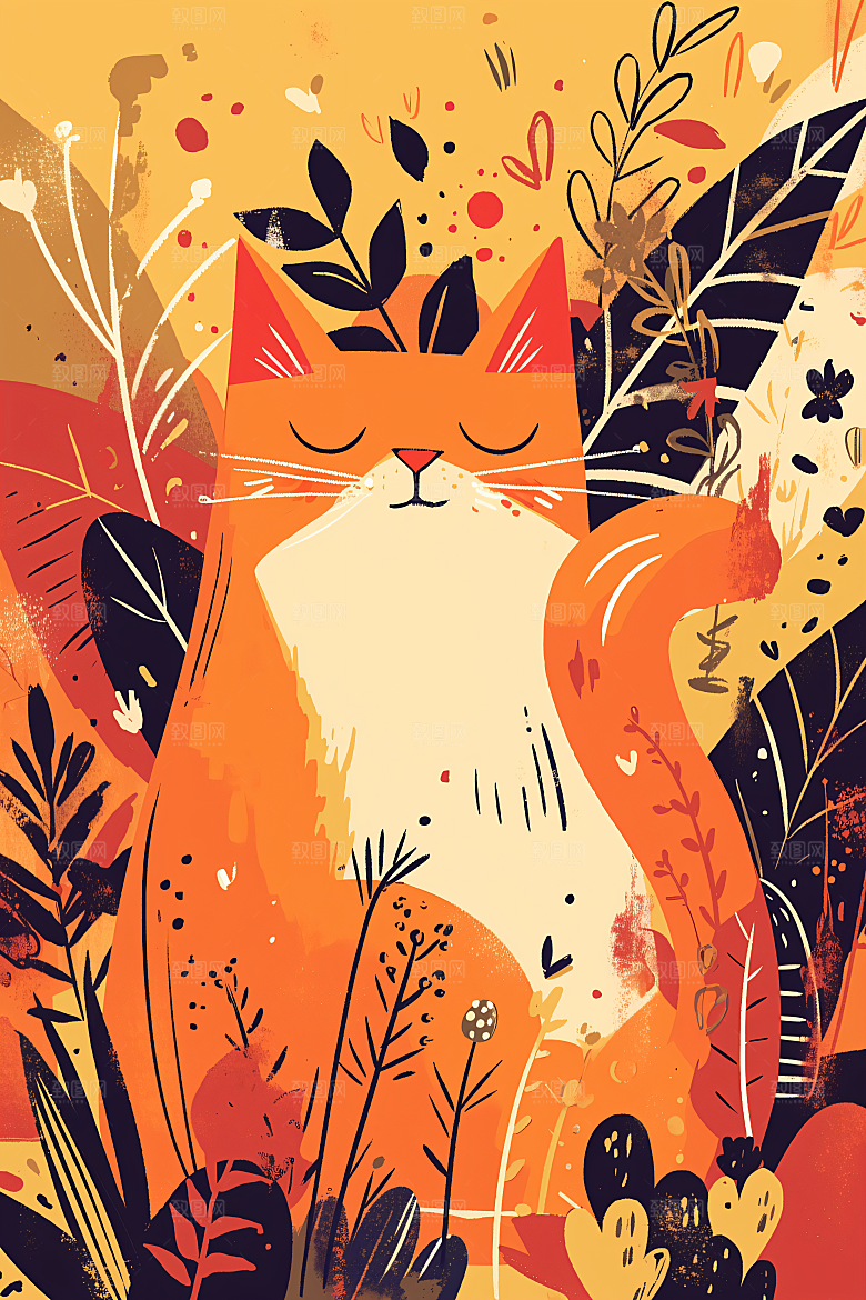 简约宠物萌宠猫咪狗狗插画