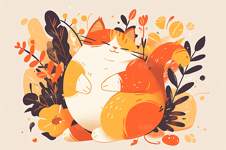 简约宠物猫咪狗狗清新插画