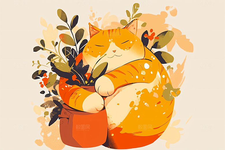 简约宠物艺术感猫咪狗狗插画