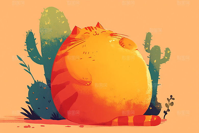 简约宠物猫咪狗狗清新插画