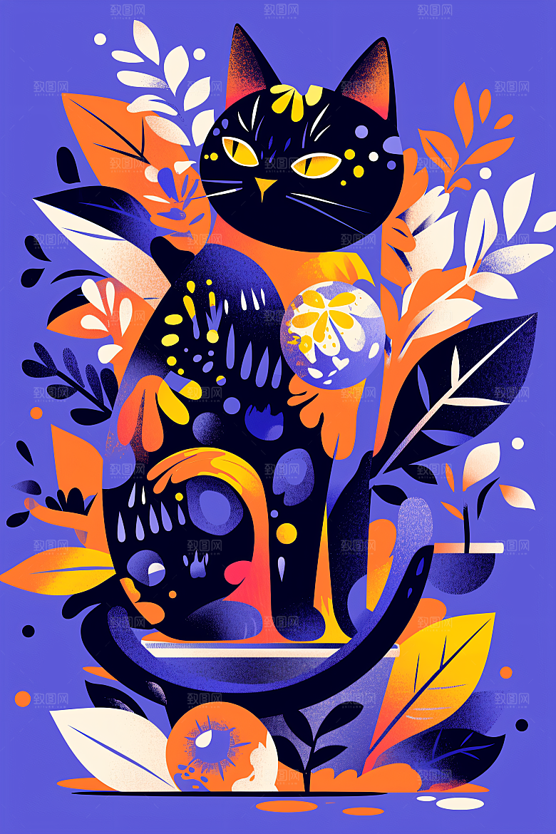 简约宠物绘本风自然插画