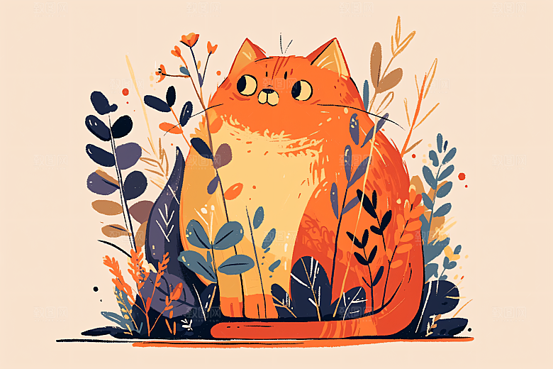 简约宠物可爱猫咪狗狗插画