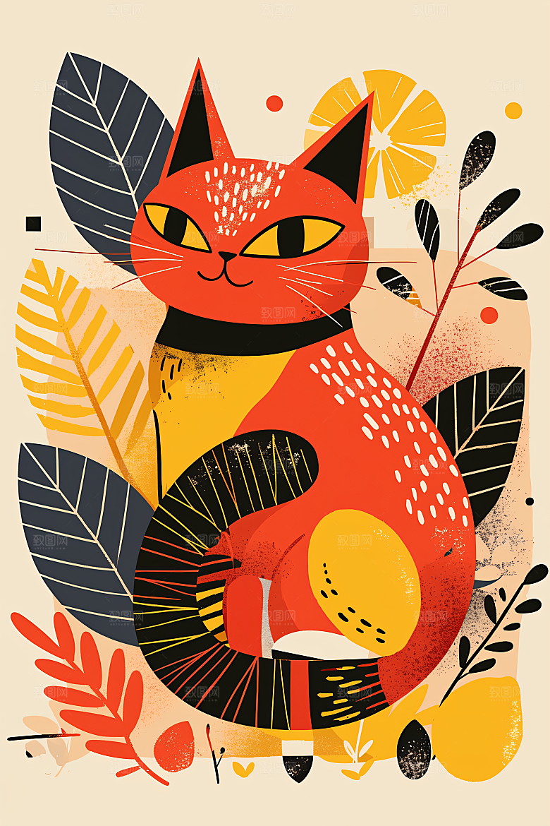 简约宠物高清猫咪狗狗插画