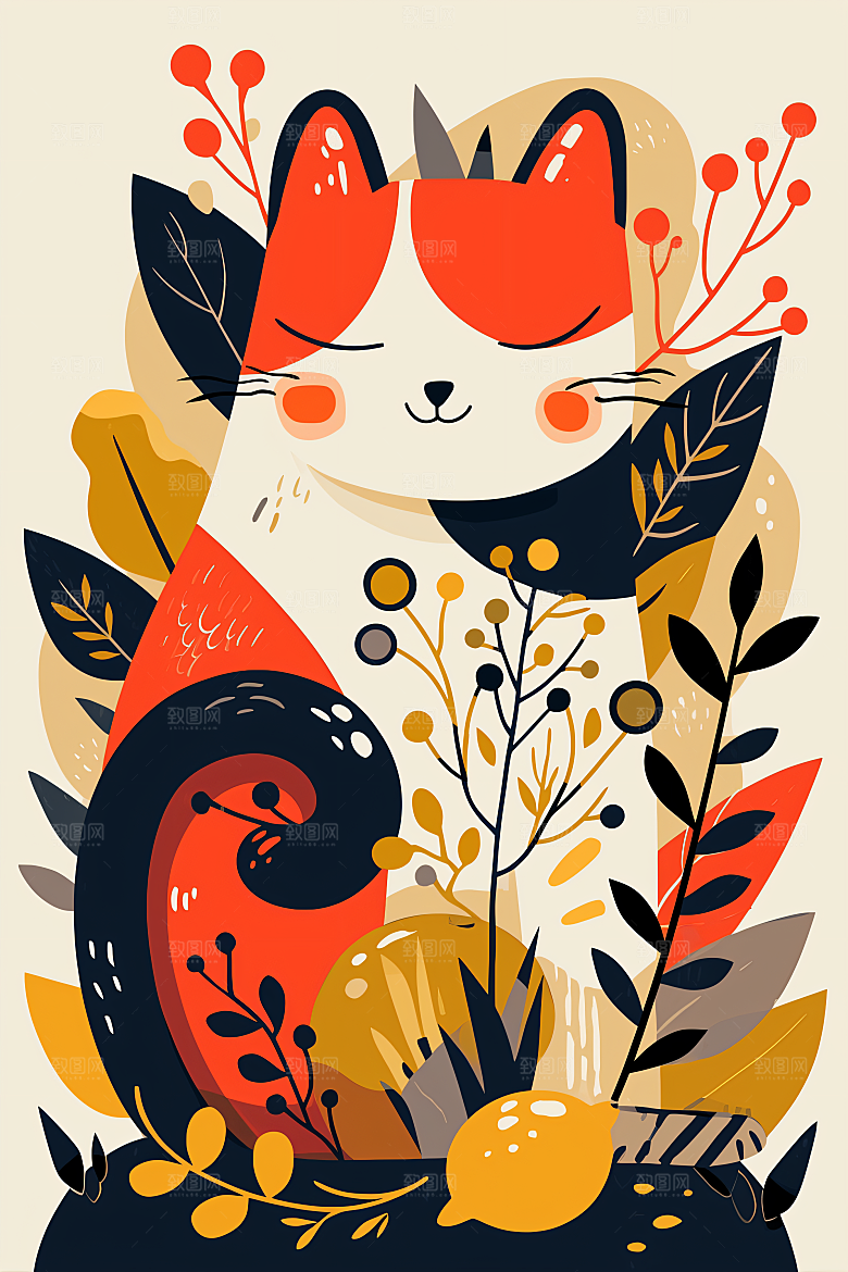简约宠物高清猫咪狗狗插画