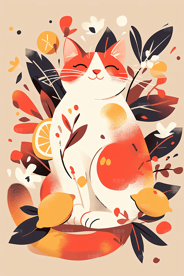 简约宠物萌宠猫咪狗狗插画
