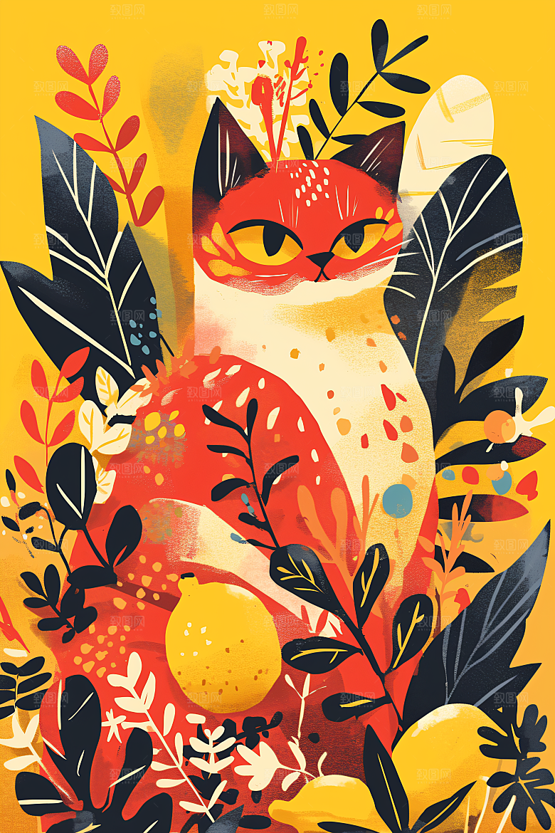 简约宠物萌宠猫咪狗狗插画