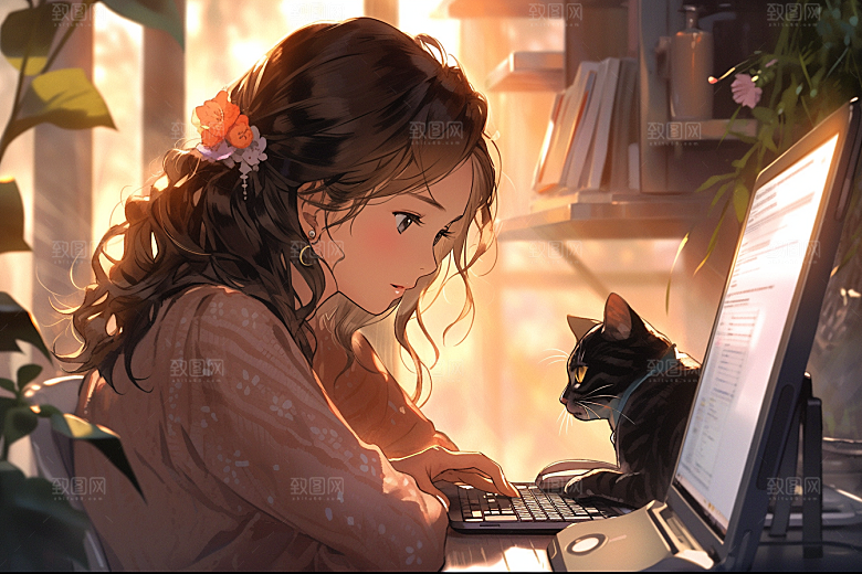 猫咪和少女小猫萌宠素材
