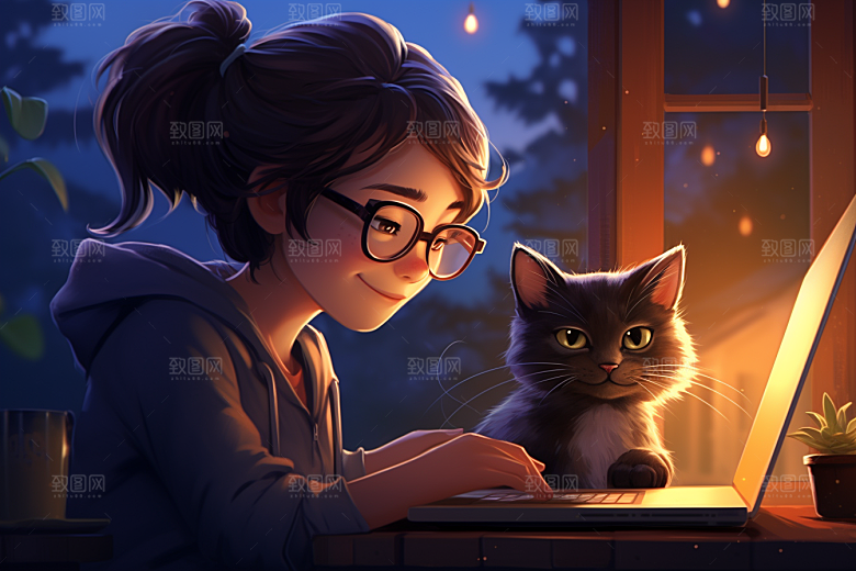 猫咪和少女生活小猫素材