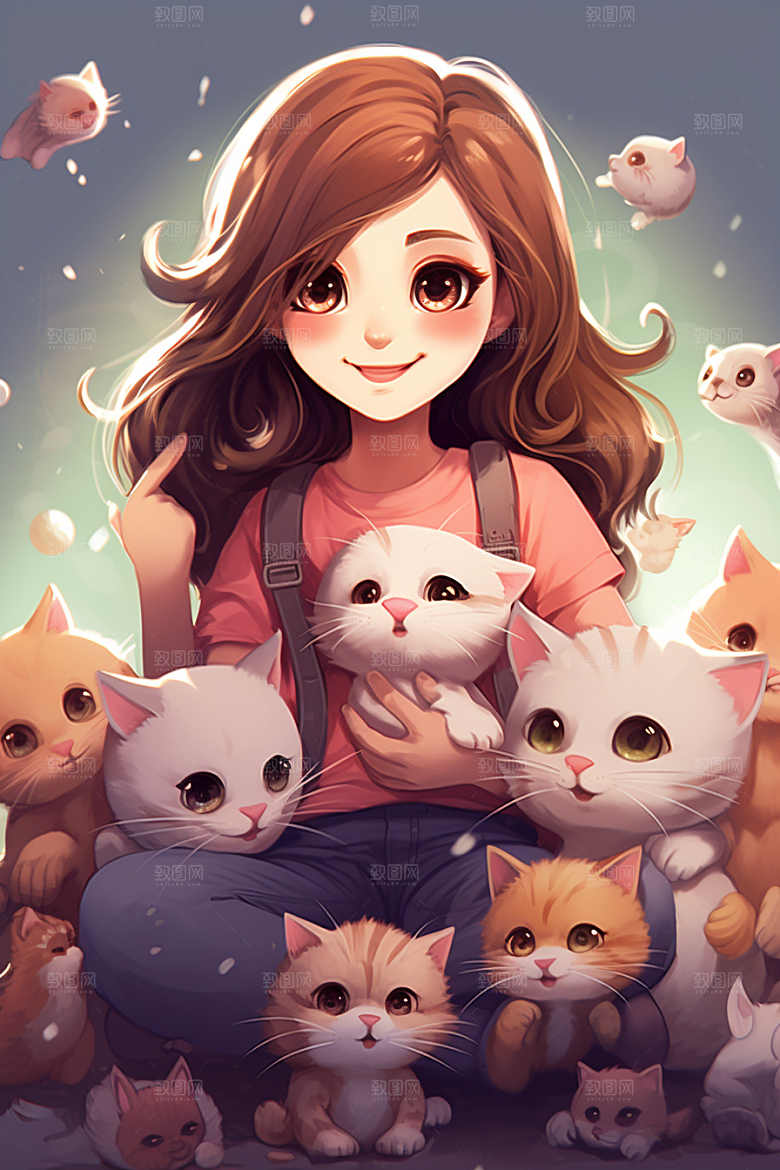 猫咪和少女小猫宠物素材