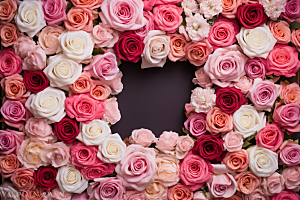 玫瑰边框浪漫甜蜜摄影图