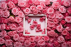 玫瑰边框玫瑰花情人节摄影图