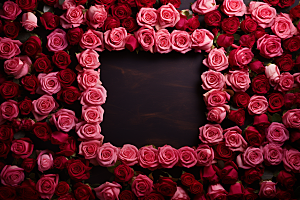 玫瑰边框情人节浪漫摄影图