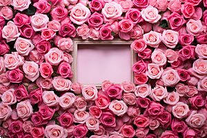 玫瑰边框幸福花卉摄影图
