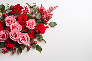 玫瑰边框花卉情人节摄影图