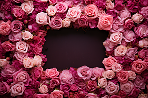 玫瑰边框情人节唯美摄影图