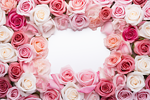 玫瑰边框爱情情人节摄影图