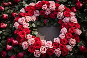 玫瑰边框爱情情人节摄影图