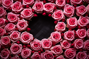 玫瑰边框玫瑰花甜蜜摄影图