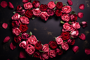 玫瑰边框唯美爱情摄影图