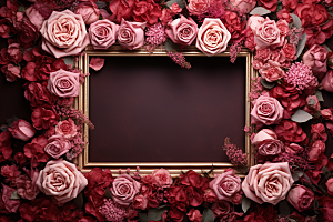 玫瑰边框玫瑰花花卉摄影图