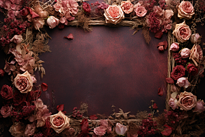 玫瑰边框爱情唯美摄影图