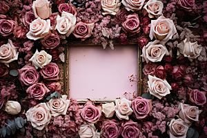 玫瑰边框浪漫幸福摄影图
