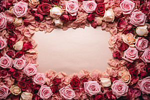 玫瑰边框浪漫花卉摄影图