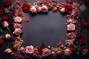 玫瑰边框甜蜜玫瑰花摄影图