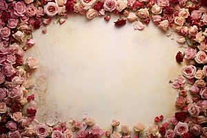 玫瑰边框花卉情人节摄影图