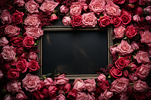 玫瑰边框玫瑰花唯美摄影图
