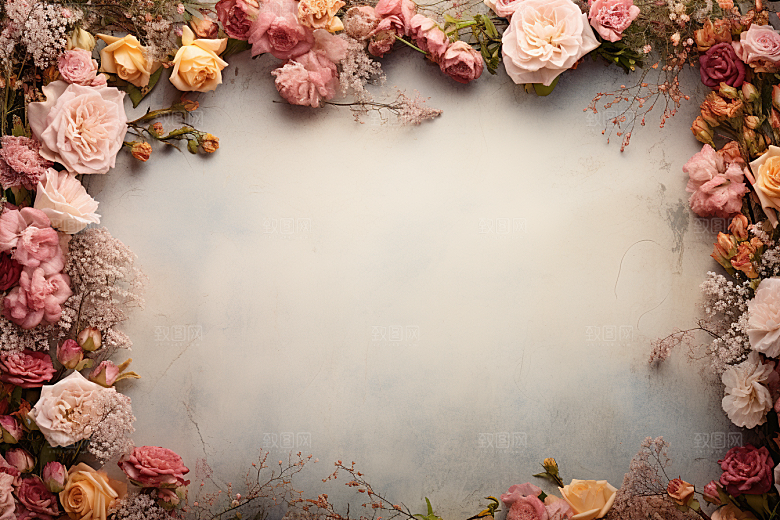 玫瑰边框甜蜜玫瑰花摄影图