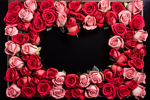 玫瑰边框唯美浪漫摄影图
