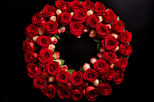 玫瑰边框情人节爱情摄影图