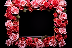 玫瑰边框爱情玫瑰花摄影图