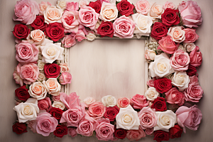 玫瑰边框爱情浪漫摄影图