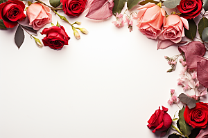 玫瑰边框情人节爱情摄影图