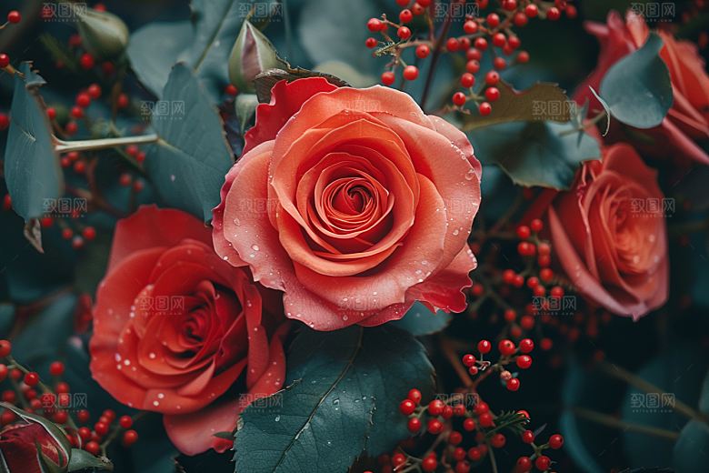 玫瑰花复古花朵素材